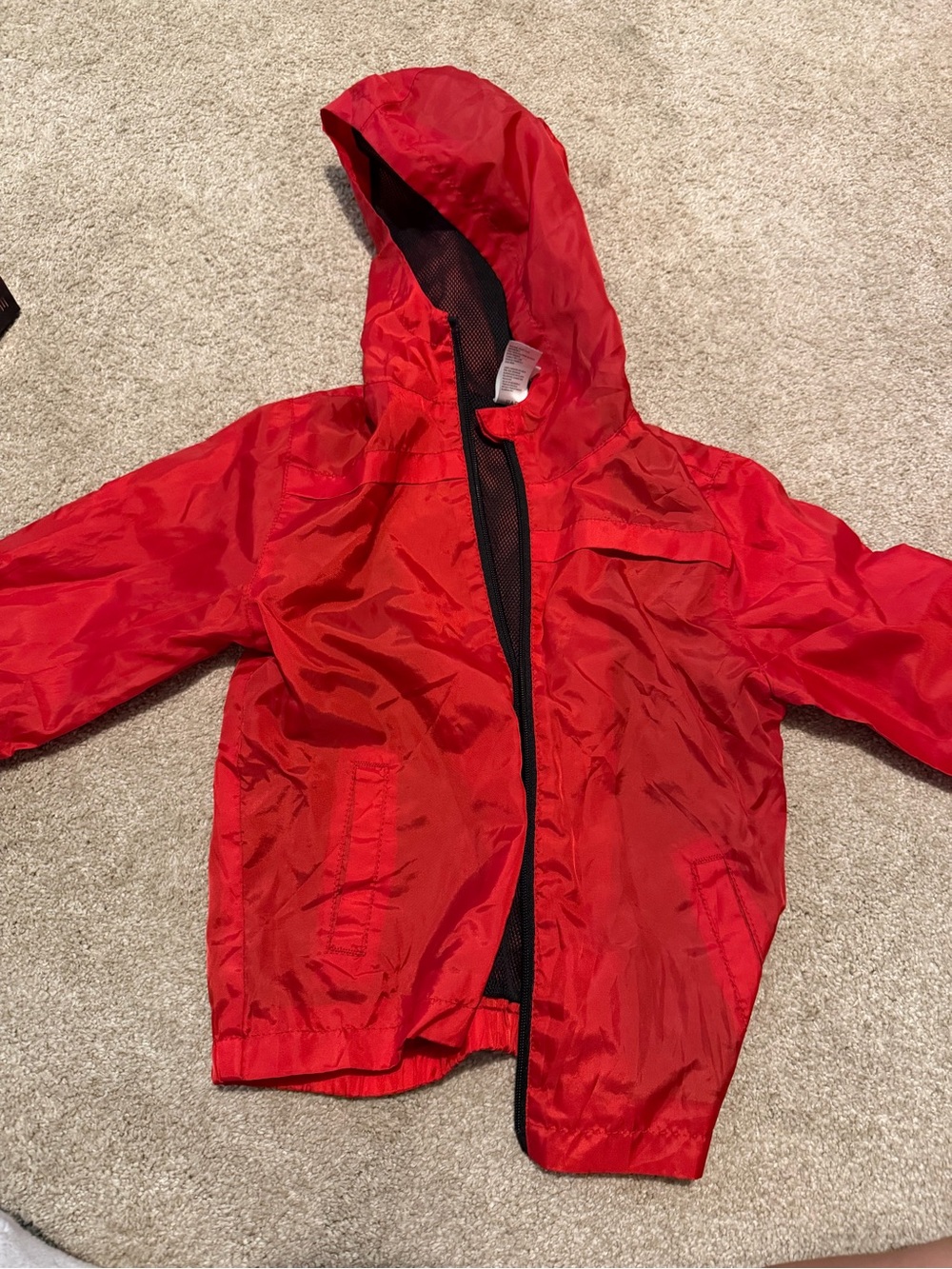 Kids Red Hooded Windbreaker Jacket